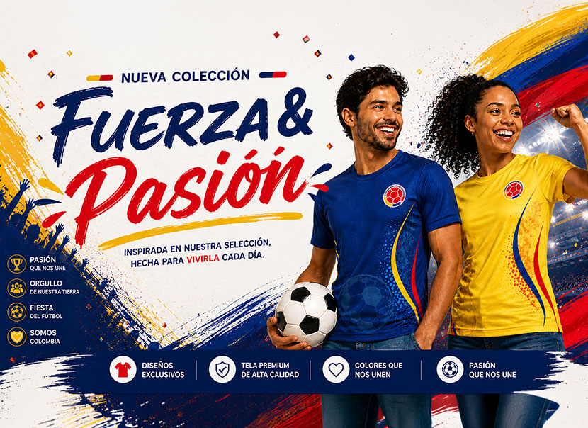 Nueva colección fuerza y pasión inspirada en Camiseta de Colombia